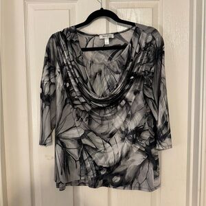 Dressbarn Black and Gray Abstract Top